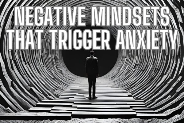 Illustration of a person breaking free from negative mindsets that trigger anxiety.