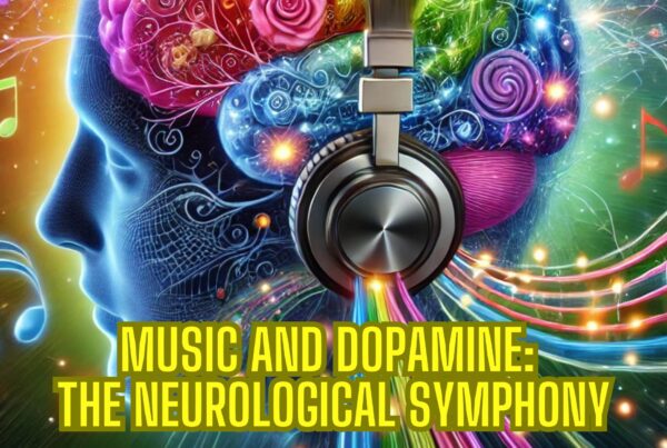 An illustration of brain regions activated by listening to music.