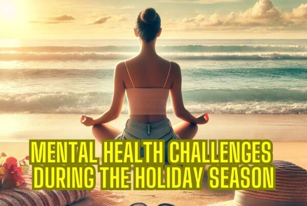 Mental health challenges during holidays depicted through mindful reflection.