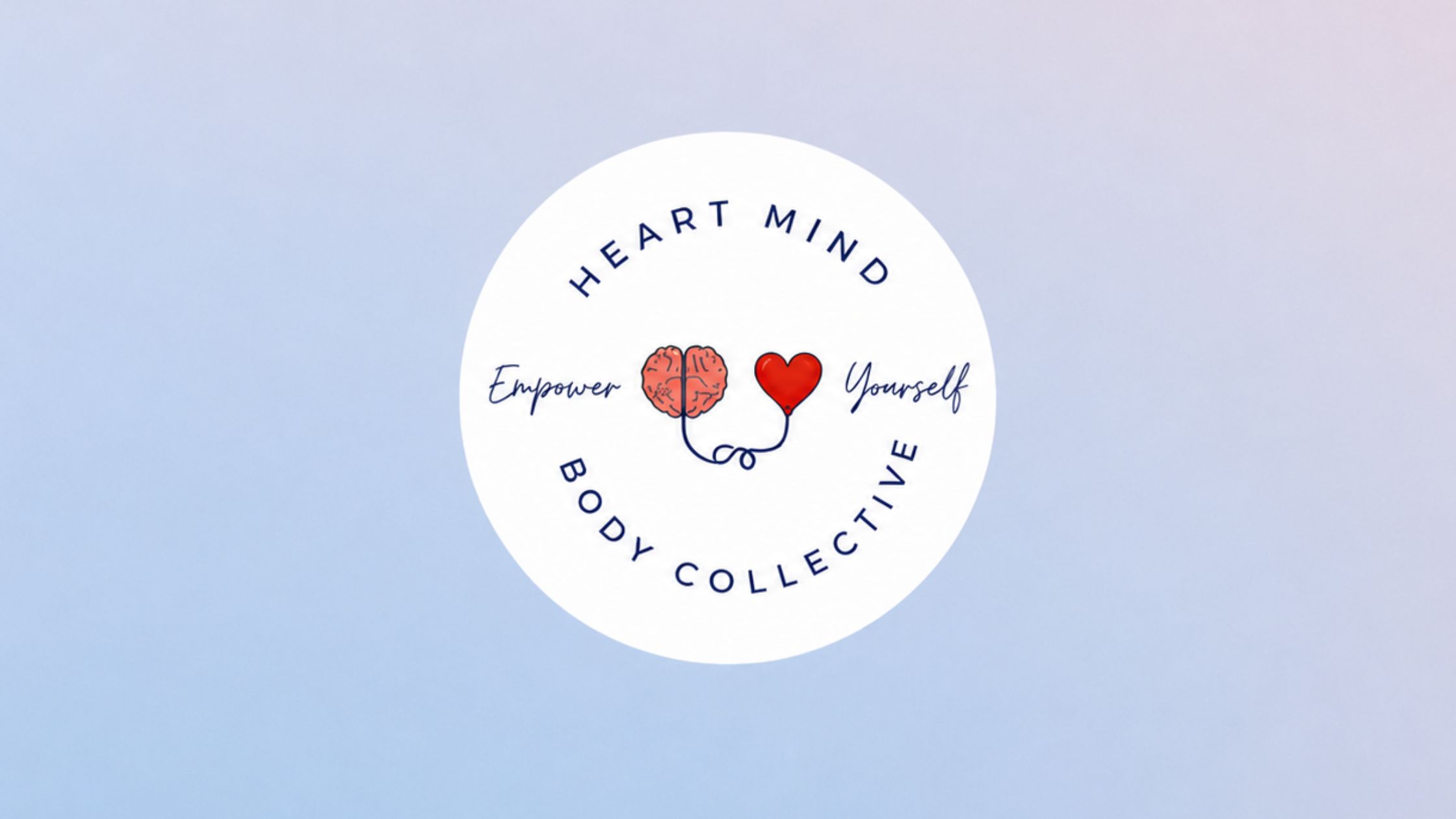 Heart Mind Body Collective Conference branding on a pastel blue and lavender background